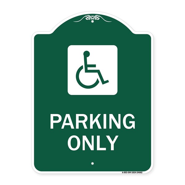 ADA Compliant Parking Accessible, Green & White Aluminum Sign, 18" x 24", GW-1824-24662